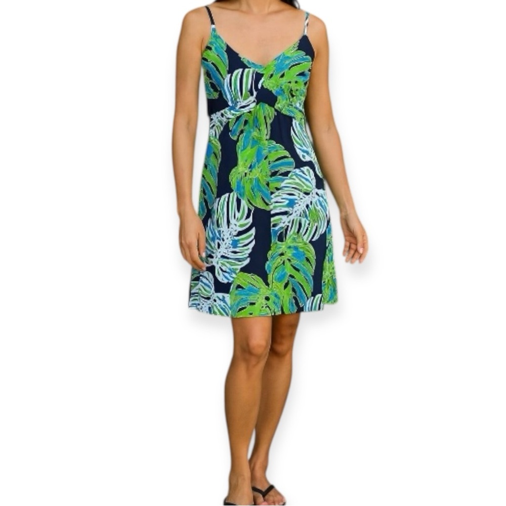 Tommy Bahama Halter Dress Green and Blue Adjustable Straps Size Small